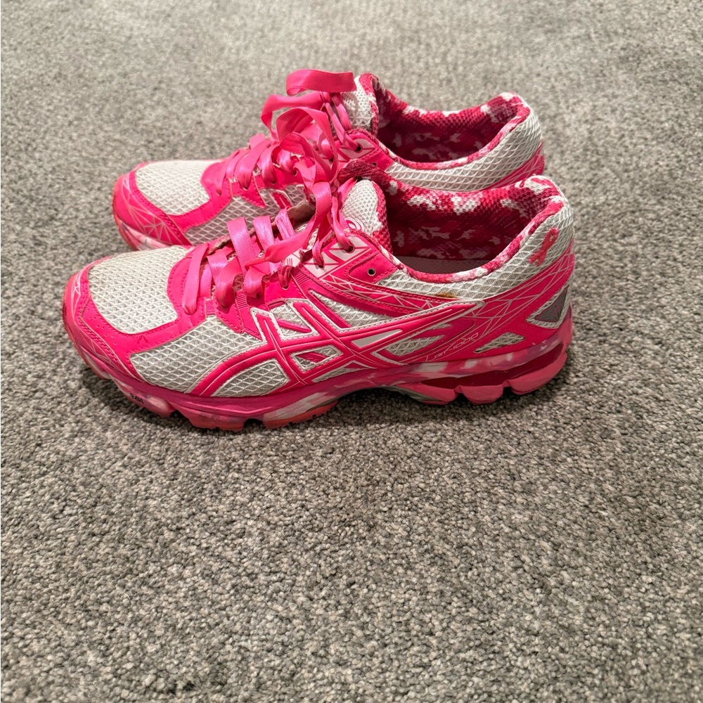 ASICS Vibrant Pink and White Sneakers
